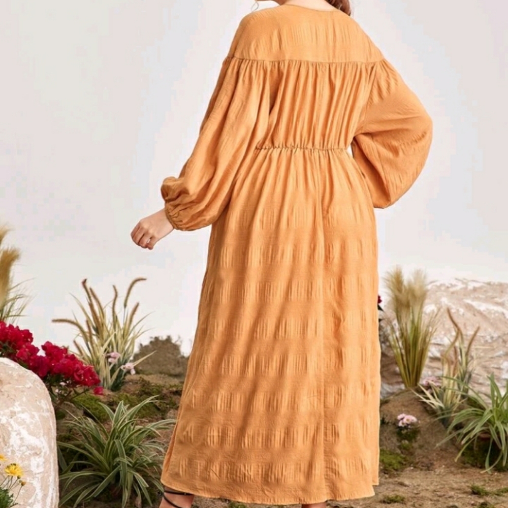 NEW Plus Tie Neck A Line Dress - Picture 3 of 5